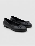 ZERBI Black Leather Women's Ballerina