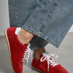 LADIN Red Suede Leather Women's Sneaker