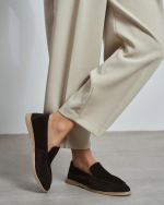 BERY Brown Suede Leather Women's Loafer