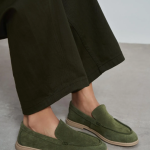 BERY Green Suede Leather Women's Loafer