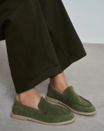 BERY Green Suede Leather Women's Loafer