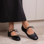 SORELA Black Leather Women's Ballerina