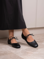 SORELA Black Leather Women's Ballerina