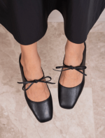 SORELA Black Leather Women's Ballerina - Image 4