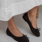 ZERBI Brown Suede Leather Women's Ballerina