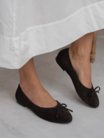 ZERBI Brown Suede Leather Women's Ballerina