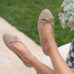 ZERBI Beige Suede Leather Women's Ballerina