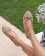 ZERBI Beige Suede Leather Women's Ballerina