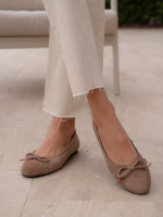 ZERBI Camel Suede Leather Women's Ballerina
