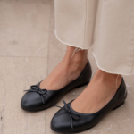ZERBI Black Leather Women's Ballerina