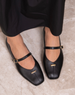 MURIEL Black Leather Women's Ballerina - Image 3