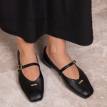 MURIEL Black Leather Women's Ballerina