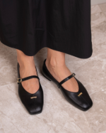 MURIEL Black Leather Women's Ballerina