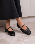 MURIEL Black Leather Women's Ballerina - Image 2