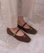 MURIEL Brown Suede Leather Women's Ballerina