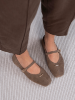 MURIEL Mink Suede Leather Women's Ballerina - Image 3