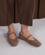 MURIEL Mink Suede Leather Women's Ballerina - Image 2