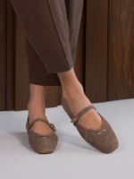 MURIEL Mink Suede Leather Women's Ballerina
