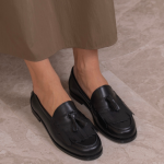 SILVANA Black Leather Women's Loafer
