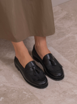 SILVANA Black Leather Women's Loafer