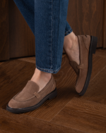 ELDA Camel Suede Leather Women's Loafer - Image 3