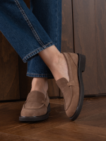 ELDA Camel Suede Leather Women's Loafer - Image 2