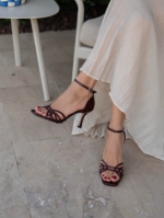 DONK Brown Patent Leather Women's Heeled Sandal - Image 3