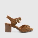 NEVIN Brown Suede  Leather Women's Heeled Sandal