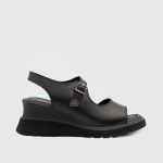 ERIOLA Black Leather Women's Sandal