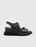 ERIOLA Black Leather Women's Sandal