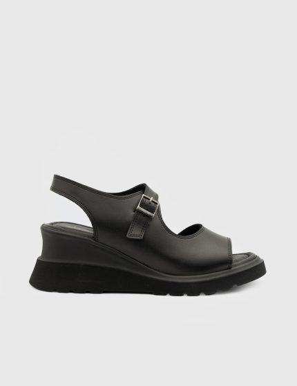 ERIOLA Black Leather Women's Sandal