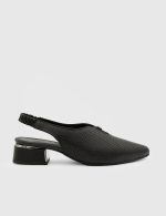 ISADORA Black Leather Women's Heeled Sandal