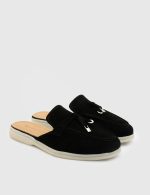 LORA Black Suede Leather Women's Mulle - Image 3