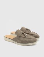 LORA Gray Suede Leather Women's Mulle - Image 3