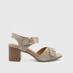 NEVIN Mink Suede  Leather Women's Heeled Sandal