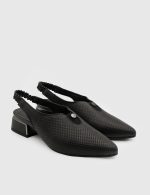 ISADORA Black Leather Women's Heeled Sandal - Image 3