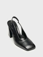 NOVALIE Black  Leather Women's Heeled Sandal - Image 2