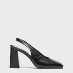 NOVALIE Black  Leather Women's Heeled Sandal