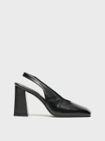 NOVALIE Black  Leather Women's Heeled Sandal