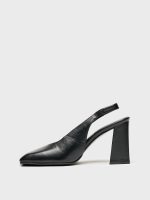 NOVALIE Black  Leather Women's Heeled Sandal - Image 3