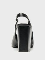 NOVALIE Black  Leather Women's Heeled Sandal - Image 4