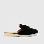 LORA Black Suede Leather Women's Mulle