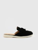 LORA Black Suede Leather Women's Mulle