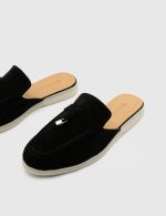 LORA Black Suede Leather Women's Mulle - Image 2