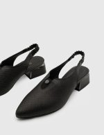 ISADORA Black Leather Women's Heeled Sandal - Image 2