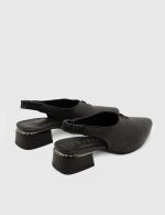 ISADORA Black Leather Women's Heeled Sandal - Image 4