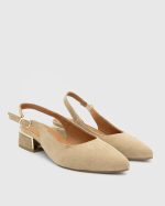 AYNE Bisque Suede Leather Women's Heeled Sandal - Image 3