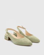 AYNE Green Suede Leather Women's Heeled Sandal - Image 2