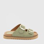 VIOLA Green Suede Leather Women's Mulle