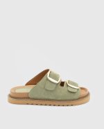 VIOLA Green Suede Leather Women's Mulle
